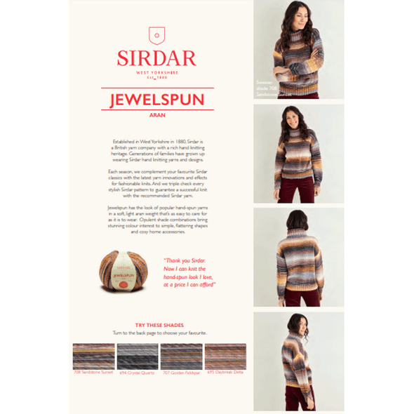 Women's Roll Neck Sweater Knitting Pattern | Sirdar Jewelspun Aran 10139 | Digital Download