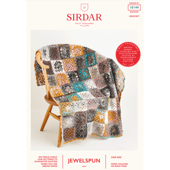Granny Square Blanket Crochet Pattern | Sirdar Jewelspun Aran 10144 | Digital Download - Main Image