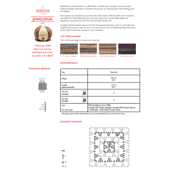 Granny Square Blanket Crochet Pattern | Sirdar Jewelspun Aran 10144 | Digital Download - Pattern Information