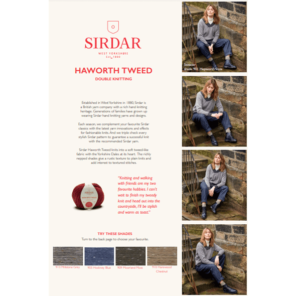 Women's Crossover Detail V-Neck Sweater Knitting Pattern | Sirdar Haworth Tweed DK 10151 | Digital Download