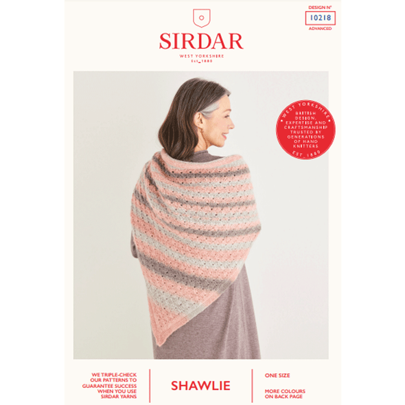 Peacock Stitch Triangular Shawl Knitting Pattern | Sirdar Shawlie 10218 | Digital Download - Main Image
