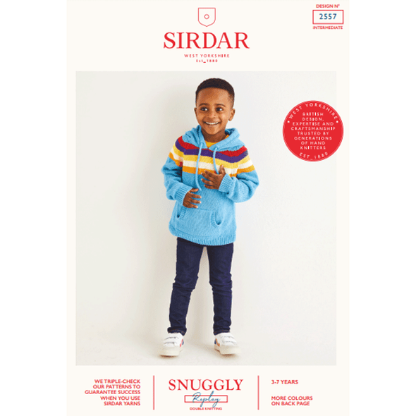 Children's Striped Hoodie Knitting Pattern | Sirdar Snuggly Replay DK 2557 | Digital Download - Main Image