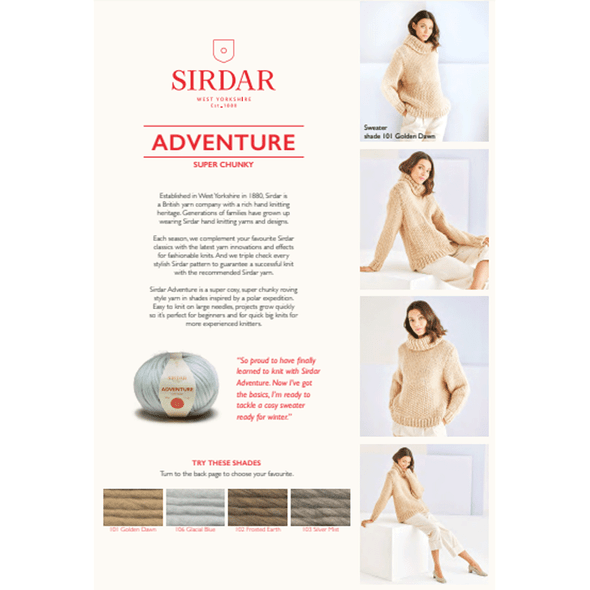 Women's Roll Neck Sweater Knitting Pattern | Sirdar Adventure Super Chunky 10186 | Digital Download