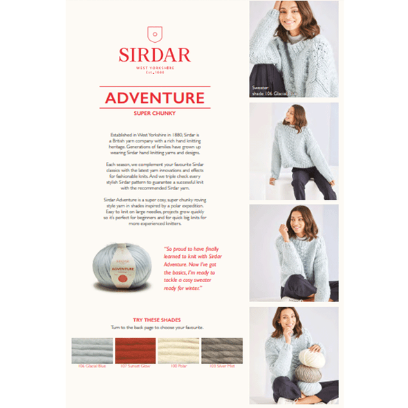Women's Textured Panel Sweater Knitting Pattern | Sirdar Adventure Super Chunky 10188 | Digital Download