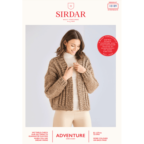 Women's Ribbed Cardigan Knitting Pattern | Sirdar Adventure Super Chunky 10189 | Digital Download - Main Image