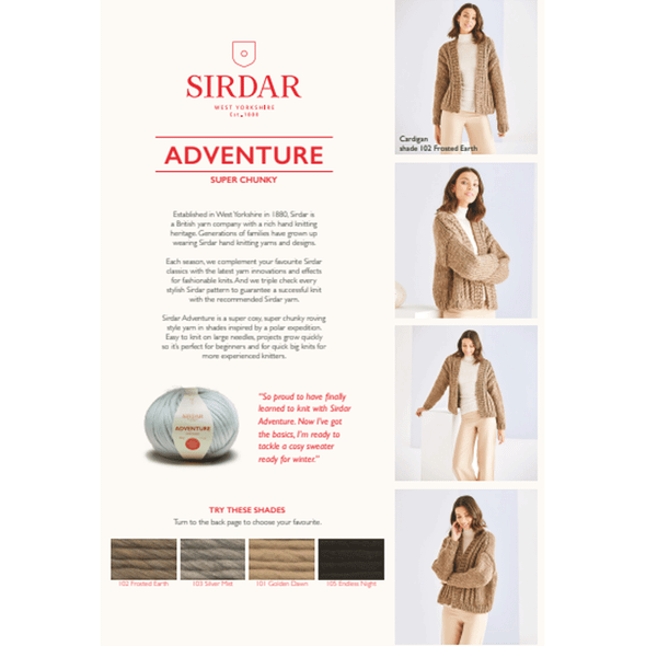 Women's Ribbed Cardigan Knitting Pattern | Sirdar Adventure Super Chunky 10189 | Digital Download