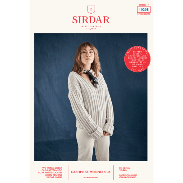 Women's Ribbed Hoodie Knitting Pattern | Sirdar Cashmere Merino Silk DK 10208 | Digital Download - Main Image