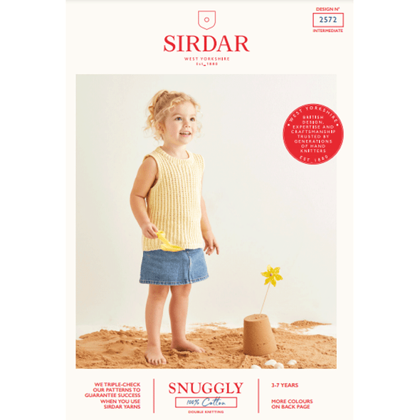 Girl's Net Tops Knitting Pattern | Sirdar Snuggly 100% Cotton DK 2572 | Digital Download - Main Image