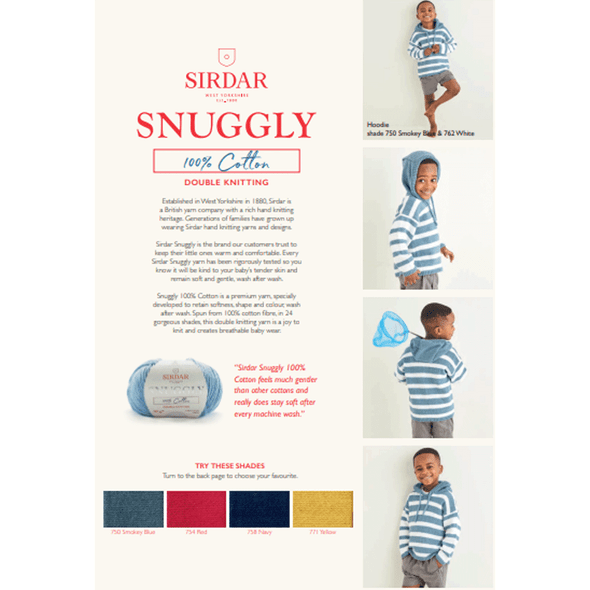 Boy's Deck Chair Striped Hoodie Knitting Pattern | Sirdar Snuggly 100% Cotton DK 2577 | Digital Download
