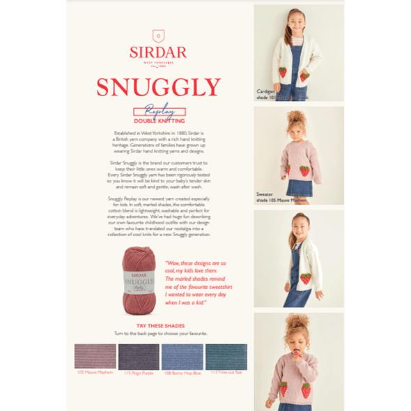 Girl's Strawberry Sweater and Cardigan Knitting Pattern | Sirdar Snuggly Replay DK 2570 | Digital Download