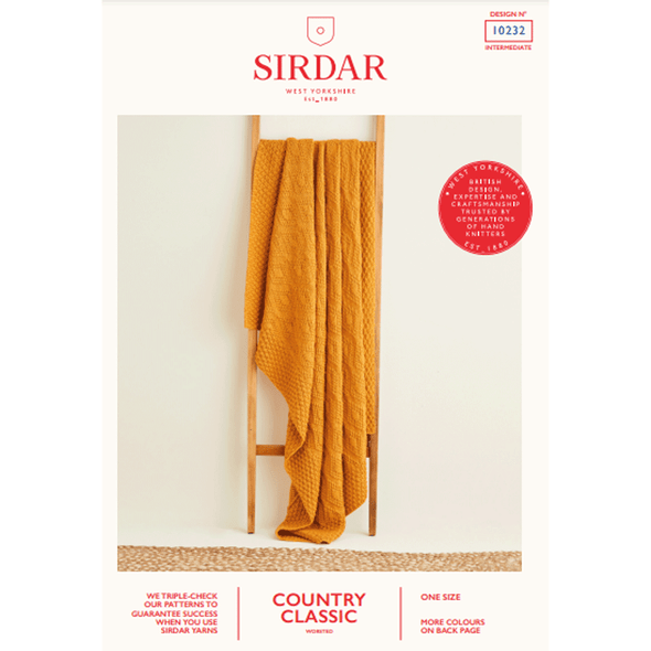 Diamond Textured Blanket Knitting Pattern | Sirdar Country Classic Worsted 10232 | Digital Download - Main Image