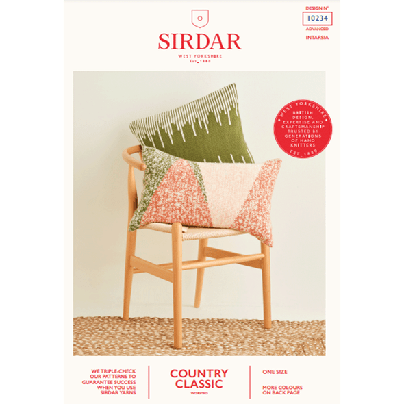 Swiss Darned & Intarsia Cushions Knitting Pattern | Sirdar Country Classic Worsted 10234 | Digital Download - Main Image