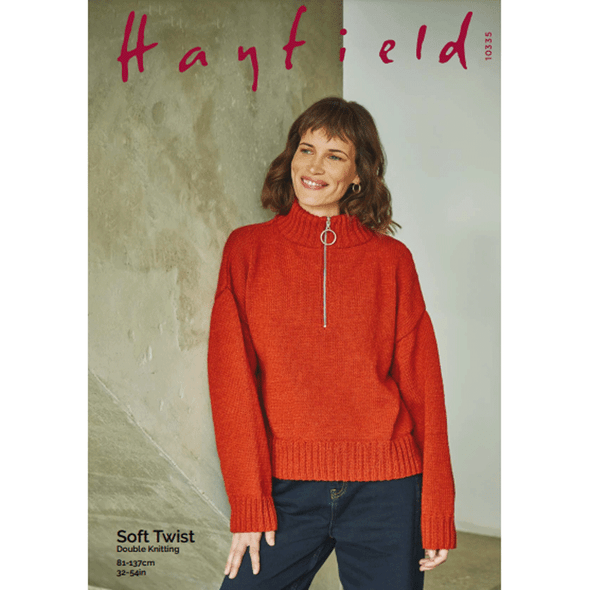 Women's Statement Zip Sweater Knitting Pattern | Sirdar Hayfield Soft Twist 10335 | Digital Download - Main Image