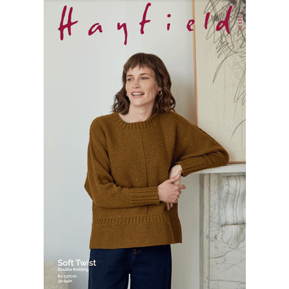 Women's Sideways Sweater Knitting Pattern | Sirdar Hayfield Soft Twist 10330 | Digital Download - Main Image