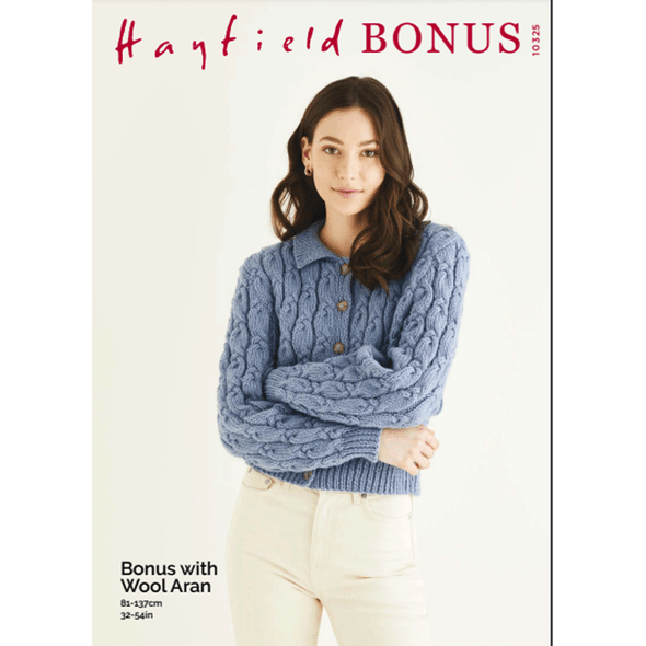 Ladies Cardigan Knitting Pattern | Sirdar Hayfield Bonus Aran With Wool 10325 | Digital Download - Main Image