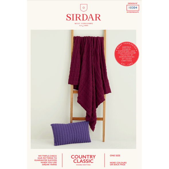 Blanket And Cushion Cover Knitting Pattern | Sirdar Country Classic DK 10304 | Digital Download - Main Image