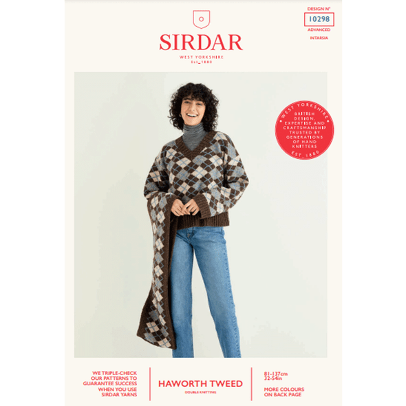 Ladies Sweater And Scarf Knitting Pattern | Sirdar Haworth Tweed DK 10298 | Digital Download - Main Image