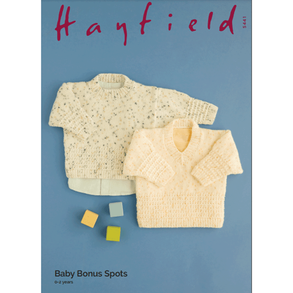 Babies Sweaters Knitting Pattern | Sirdar Hayfield Baby Bonus Spots 5441 | Digital Download - Main Image