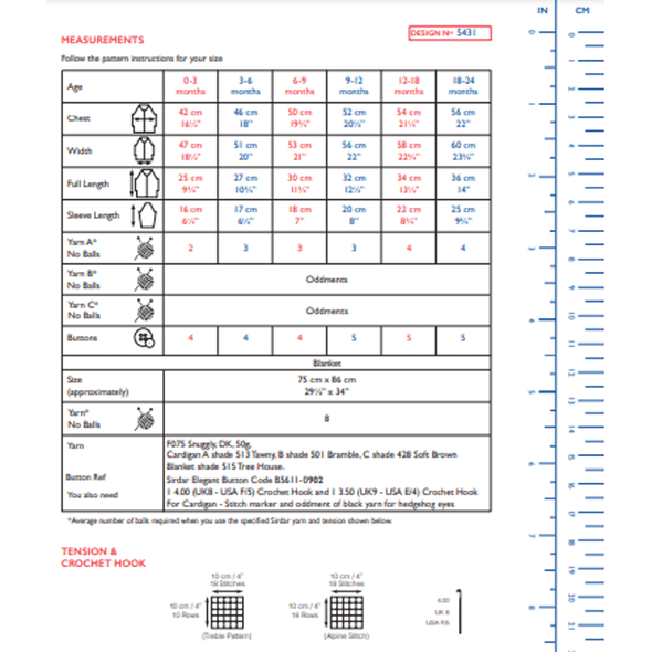 Babies Blanket and Cardigan Crochet Pattern | Sirdar Snuggly DK 5431 | Digital Download - Pattern Information