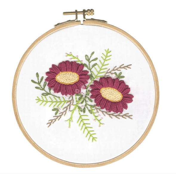 DMC Wild Dahlias Embroidery Kit, Size 15.5cm (6") Diameter (TB155)