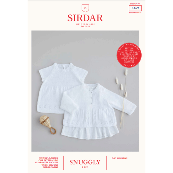 Babies Cardigan And Dress Knitting Pattern | Sirdar Snuggly 2 Ply 5469 | Digital Download - Main Image