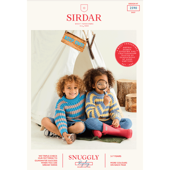 Children's Sweaters Knitting Pattern | Sirdar Snuggly Replay DK 2590 | Digital Download - Main Image