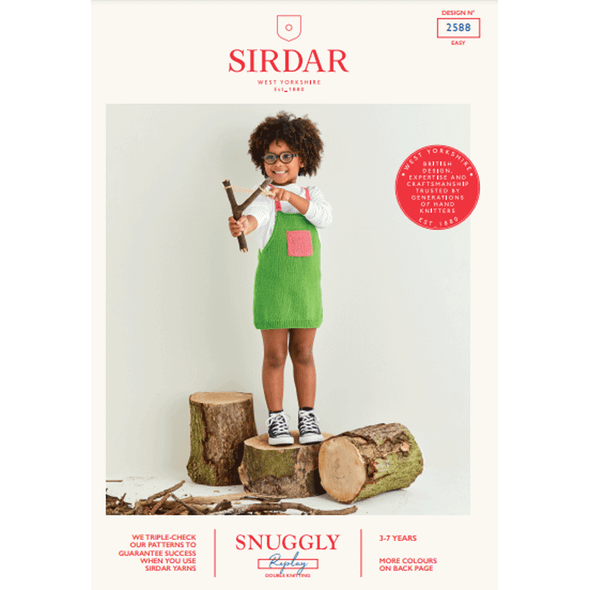 Girl's Pinafore Dress Knitting Pattern | Sirdar Snuggly Replay DK 2588 | Digital Download - Main Image
