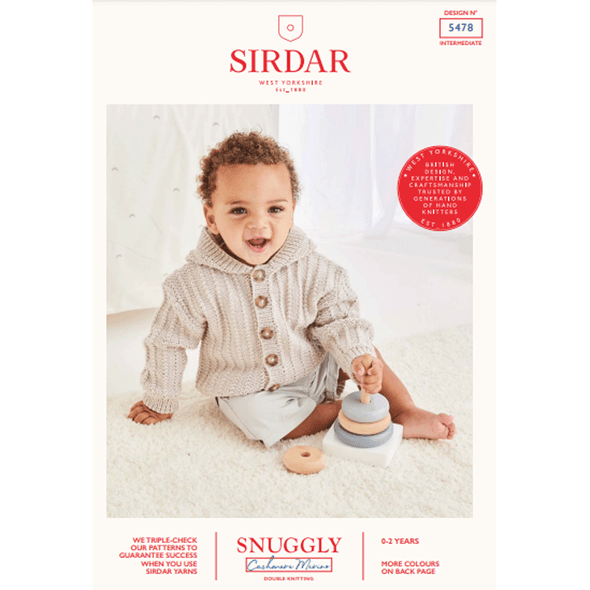 Babies Hooded Jacket Knitting Pattern | Sirdar Snuggly Cashmere Merino DK 5478 | Digital Download - Main Image