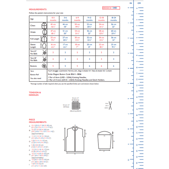 Babies Striped Cardigan Knitting Pattern | Sirdar Snuggly Cashmere Merino DK 5480 | Digital Download - Pattern Information