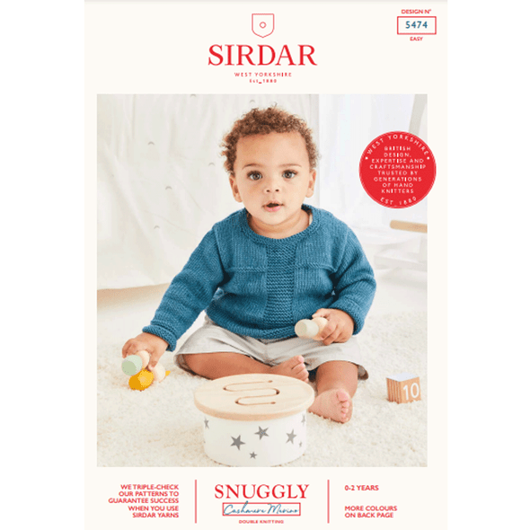 Babies Sweater Knitting Pattern | Sirdar Snuggly Cashmere Merino DK 5474 | Digital Download - Main Image