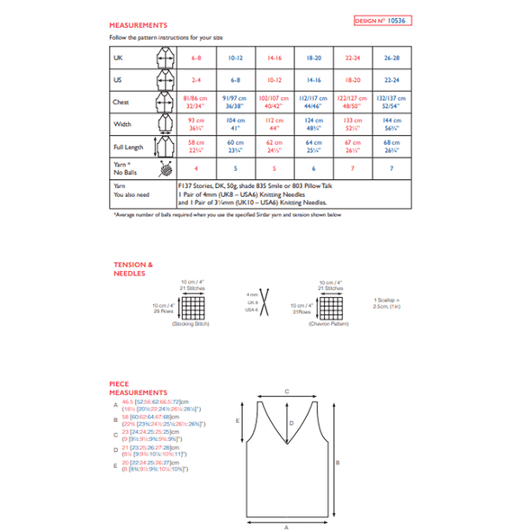 Women's Vest Top Knitting Pattern | Sirdar Stories DK 10536 | Digital Download - Pattern Information