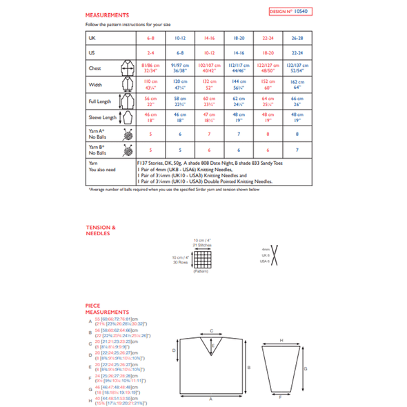 Women's Striped Top Knitting Pattern | Sirdar Stories DK 10540 | Digital Download -  Pattern Information