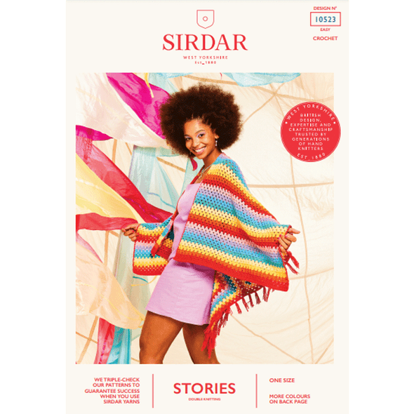 Women's Poncho Shawl Crochet Pattern | Sirdar Stories DK 10523 | Digital Download - Main Image