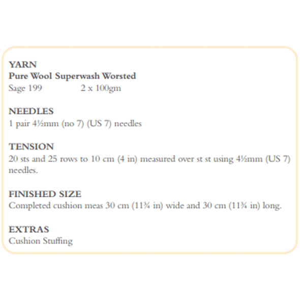 Rowan Home's Floral Fever Cushion Knitting Pattern using Pure Wool Superwash Worsted | Digital Download (ZB299-00007) (rowa-patt-ZB299-00007dd) - Pattern Information