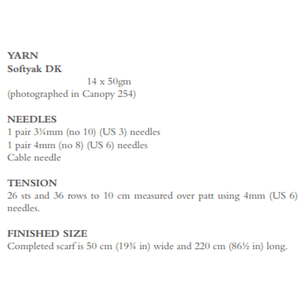 Rowan Men's Colt Scarf Knitting Pattern using Softyak DK | Digital Download (ZB296-00015) (rowa-patt-ZB296-00015dd) - Pattern Information