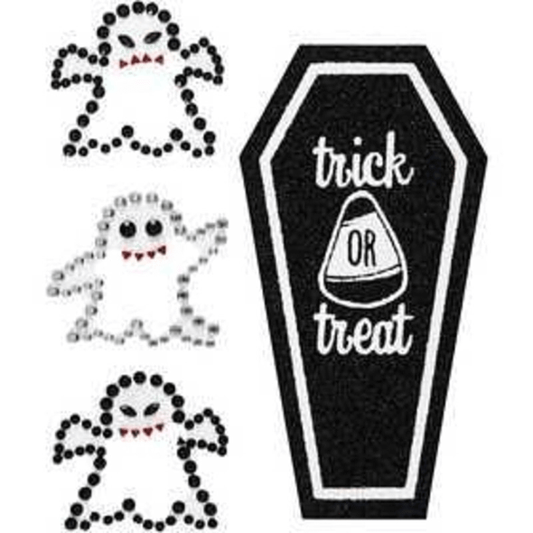 Rhinestone Stickers, ghosts and coffin, 14x17 cm, 1 sheet | Creativ Crafts