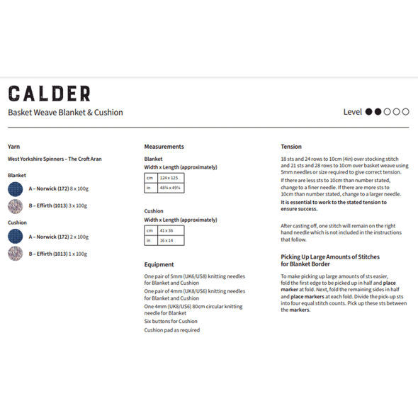 Calder - Basket Weave Blanket and Cushion Knitting Pattern | WYS The Croft Shetland DK Knitting Yarn DBP0246 | Digital Download - Pattern Information
