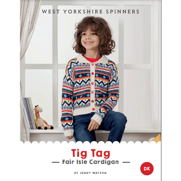 Children's Tig Tag - Fair Isle Cardigan Knitting Pattern | WYS Bo Peep DK Knitting Yarn DBP0220 | Digital Download - Main Image