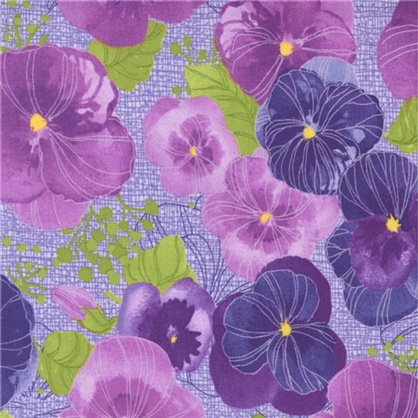 Pansys Posies | Robin Pickens | Moda Fabrics | 48720-13 | Large Pansy Floral, Lavender
