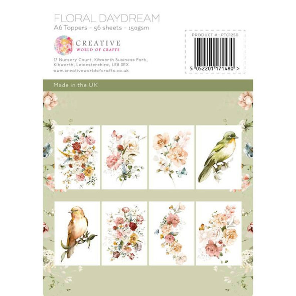 Floral Daydream Toppers Collection | A6 Topper Pad | The Paper Tree | Back Cover
