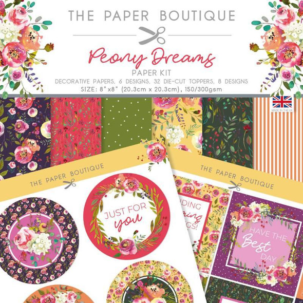 Peony Dreams | 8 x 8" Decorative Paper Kit | The Paper Boutique
