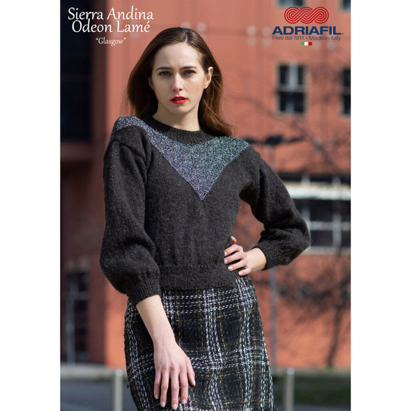 Glassgow Pullover/Top Knitting Pattern, Adriafil Sierra Andina and Odeon Lame 4 Ply/DK | Digital Download