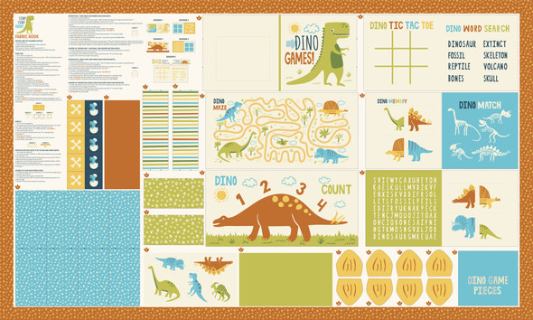 Stomp Stomp Roar | Stacy Iest Hsu | Moda Fabrics | 20826-11 | 36" x 60" Activity Book Panel