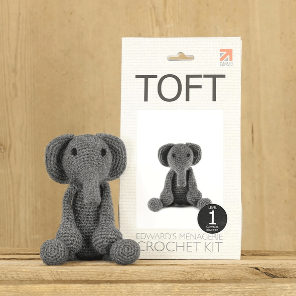 Toft Amigurumi Mini Crochet Kits | Edward's Menagerie Animals | Kerry Lord | Bridget The Mini Elephant - Level 1 (Complete Beginner) (NEW Box Packaging)