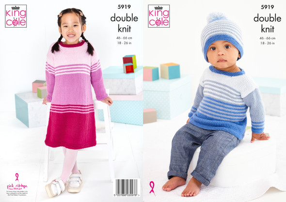 Baby / Childs Hat, Sweater & Dress Pattern | 6 months - 7/ 8 years | King Cole 5919