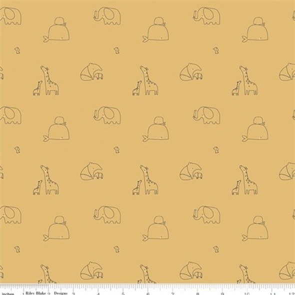 Little Things | Riley Blake | RBC12151MUSTARD | Little Animals on Mustard