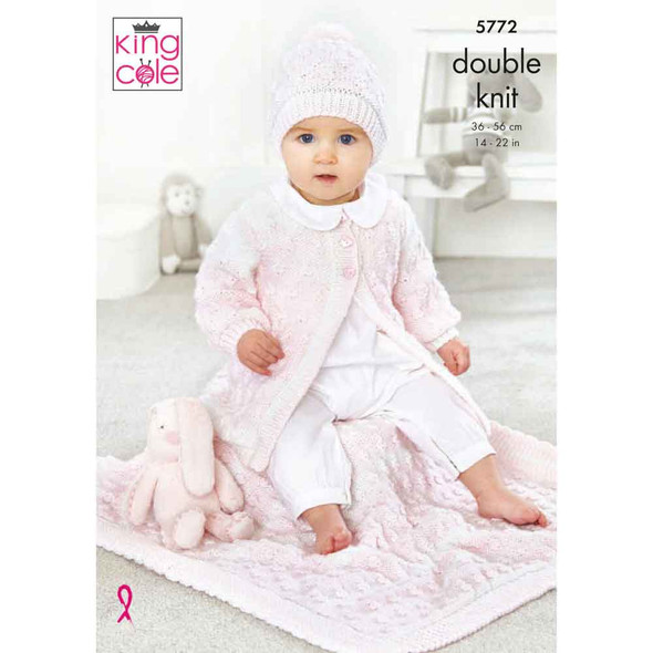 Babies Cardigan, Hat and Blanket Knitting Pattern | King Cole Baby Pure DK 5772 | Digital Download - Main Image