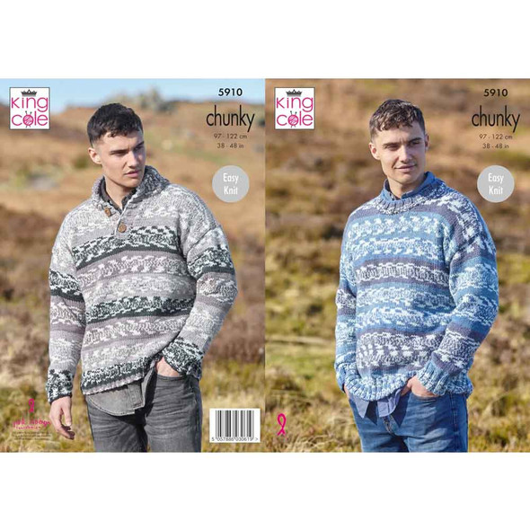 Mens Sweaters Knitting Pattern | King Cole Nordic Chunky 5910 | Digital Download - Main Image 