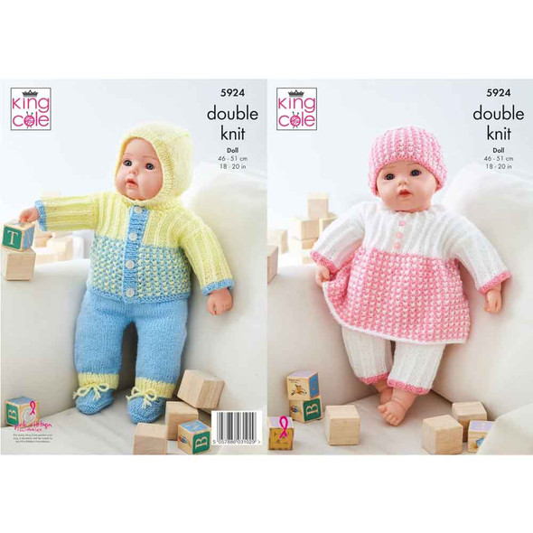 Dolls Clothes Knitting Pattern | King Cole Pricewise DK 5924 | Digital Download - Main Image