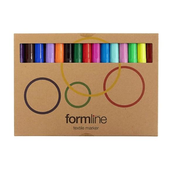 Formline textile markers, line 4-5 mm, assorted colours, 15 pc